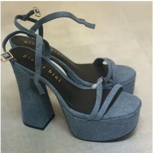 NWT Gianni Bini Babel Denim Strappy Platform Dress Sandals Sz 8